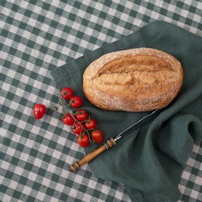 Len asztalterítő 140x200 cm Forest Green Gingham – Linen Tales