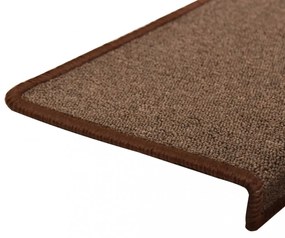 15 db lépcsőszőnyeg, barna, téglalap alakú széllel, 65 x 21 x 4 cm