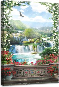 Vászonkép 50x70 Vízesések természet táj hegyek nyugalom szépség kék zöld