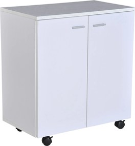 HOMCOM Mobil TV Állvány Fa Szekrény Kerekekkel és 2 Ajtós Készlet 60x35x65cm | Aosom