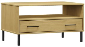 OSLO barna tömör fa dohányzóasztal fém lábakkal 85x50x45cm