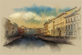 Kép - Moyka, folyó, St. Petersburg, Oroszország (90x60 cm)