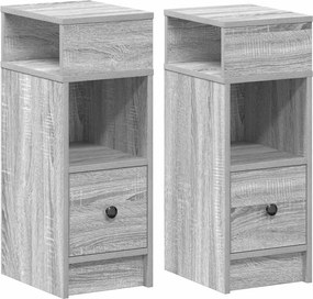 vidaXL 2 db szürke sonoma színű éjjeliszekrény fiókkal 25x31x66 cm