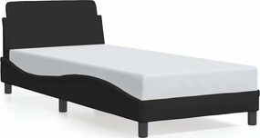 vidaXL fekete szövet ágykeret fejtámlával Dover 90x200 cm