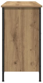 TV Szekrény Fekete Tölgy 101x35x65 cm Műanyag Fa és Acél