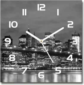 Manhattan New York szögletes üveg falióra 30x30