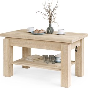 Mazzoni BRAWO Sonoma Tölgy - NYITHATÓ/MAGASÍTHATÓ DOHÁNYZÓASZTAL POLCCAL ÉTKEZŐASZTALKÉNT IS HASZNÁLHATÓ