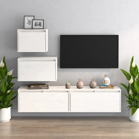 4 darab fehér tömör fenyőfa TV-szekrény