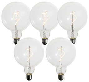 5 darabos E27 szabályozható LED spirál izzószálas izzó G125 4W 270LM 2200K