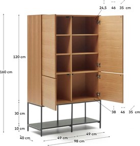 Natúr színű szekrény tölgyfa dekorral 97,5x160 cm Vedrana – Kave Home