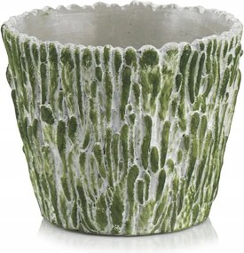 Zöld kerámia virágtartó rusztikus 15x12 cm