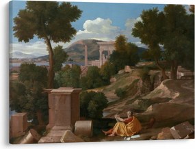 Kép - Nicolas Poussin, Landscape with Saint John on Patmos, reprodukciók (70x50 cm)