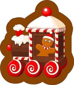 Mézeskalács vonat Gingy Karácsony formapárna, díszpárna 40x35 cm Velúr