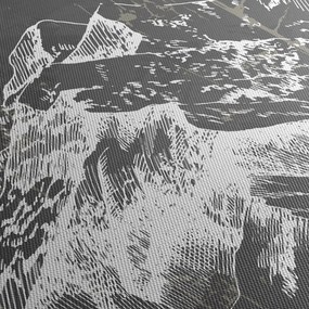 Kép - Hegyek illusztrációja (órával) (90x30 cm)