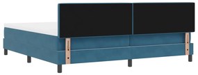 Boxspring Ágy Mattal &amp; LED Sötétkék 200x200 cm Bársony