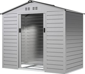 Outsunny Horganyzott Acél Kerti Tároló Sátor 2.43m² 213x131x192cm Könnyű Összeszerelésű Kertészeti Tároló Fészer, Tetőszerkezet, Zárható Tolóajtó, Idő