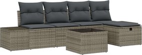 vidaXL Kanapé Szett párnával 5 pcs polirattan