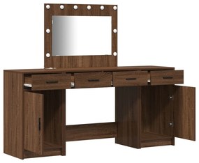 3 részes Sminktükör Szett LED Fekete Tölgy Műanyag