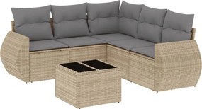 vidaXL 6 részes bézs polyrattan kerti ülőgarnitúra párnával