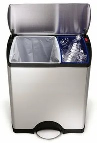 Simplehuman Téglalap alakú pedálos szemetesszelektív hulladékgyűjtő 46 l, acél