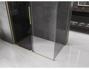 Mexen Velar, tolóajtós zuhanykabin 150 x 90 cm, 8mm szürke üveg, arany matt, 871-150-090-41-55