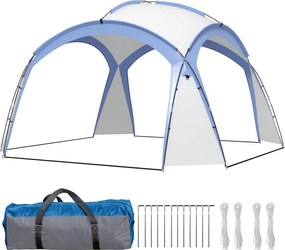 Outsunny 3,5 x 3,5 m-es Rendezvény Pavilon Ajtóval, Esővédő Erős Acéloszlopokkal, UV Védelemmel Ellátott Kerti Takaró, Napernyő Piknikekhez, Kerti Fes