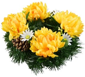All Souls' Day wreath Yellow chrysanthemums, 20 cm