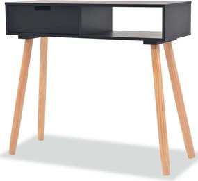 vidaXL fekete, tömör fenyőfa tálalóasztal 80 x 30 x 72 cm
