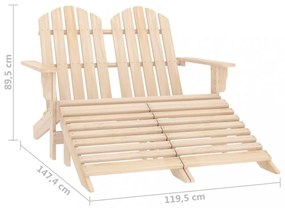 kétszemélyes fenyőfa kerti adirondack szék és zsámoly