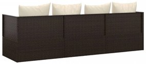 barna polyrattan kültéri társalgókanapé párnákkal