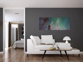 Az aurora borealis képe fagyos fák felett (120x50 cm)