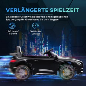 AIYAPLAY Elektromos gyerekautó, Mercedes, 3-5 km/h, távirányító, fények és zene, fekete