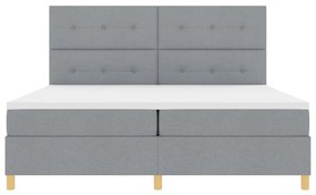 vidaXL Boxspring Ágy Mattal és LED Fénnyel Világosszürke 200x200 cm Szövet
