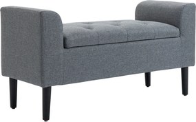 HOMCOM Tároló Pad, Kárpitozott Pad Vászonhatással, Fából készült Lábakkal, Terhelhetőség 130 kg-ig, Nappali, Hálószoba, Előszoba számára, 116 x 44 x 5