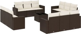 vidaXL 13 részes barna polyrattan kerti ülőgarnitúra párnákkal