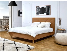 Narancssárga kárpitozott franciaágy ágyráccsal 180x200 cm Romane – Bobochic Paris