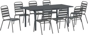 vidaXL Kert étkező szett 9 pcs Antracit Porfestett acél