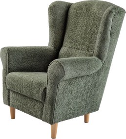 Füles fotel, zöld szövet Coral, CHARLOT