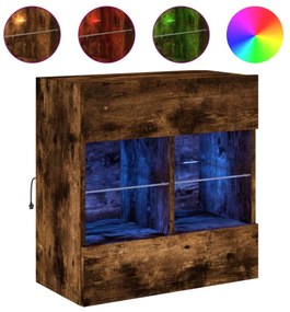 füstös tölgy színű fali TV-szekrény LED-ekkel 58,5x30x60,5 cm