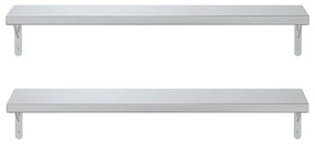 2 db ezüstszínű rozsdamentes acél fali polc 100 x 23,5 cm