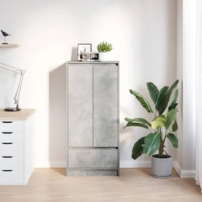 betonszürke szerelt fa szekrény fiókkal 55,5x34x119,5 cm