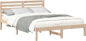 vidaXL Ágykeret fejtámlával Barna 140 x 210 cm Tömör fenyőfa