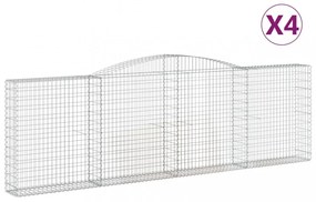 vidaXL 4 db íves horganyzott vas gabion kosár 400x30x120/140 cm