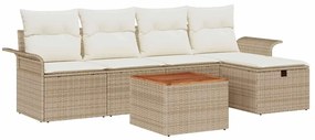 vidaXL Kerti Kanapé Szett párnával tárolóval 6 pcs Bézs Poli rattan