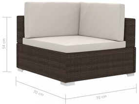 2 db barna moduláris polyrattan sarokfotel párnákkal