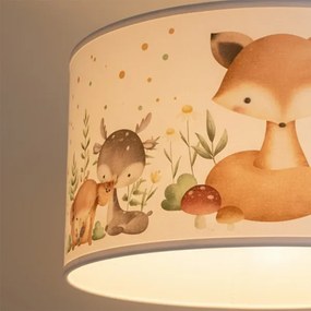 Brilagi - LED gyerek csillár zsinóron BOBO 1xE27/60W/230V átm. 35 cm fehér/állatmintás