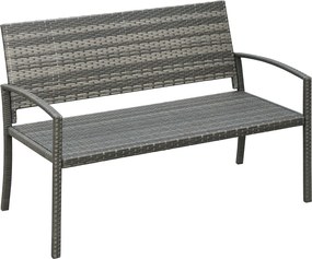 Outsunny Polyrattan Kerti Pad 2 Személyes UV-álló Pad Ergonomikus Karfával és Háttámlával, Kerti Bútor Park Pad 240 kg Teherbírással, Balkoni Pad Kert