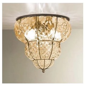 SIRU-Mennyezeti lámpa CLASSIC 3xE14/40W/230V pr.25 cm bézs/fekete Velencei üveg