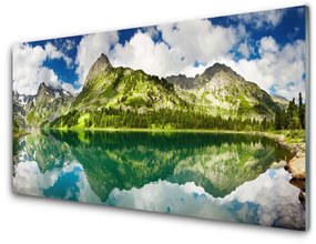 Üvegkép Mountain Lake Landscape 120x60cm 2 fogas