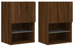 2 db barna tölgy színű TV-szekrény LED-ekkel 40,5 x 30 x 60 cm